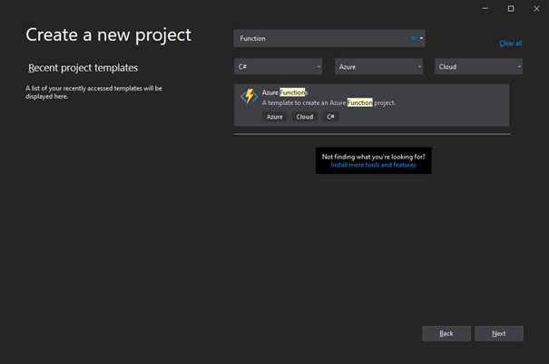 Visual Studio - Create new Azure Functions Project